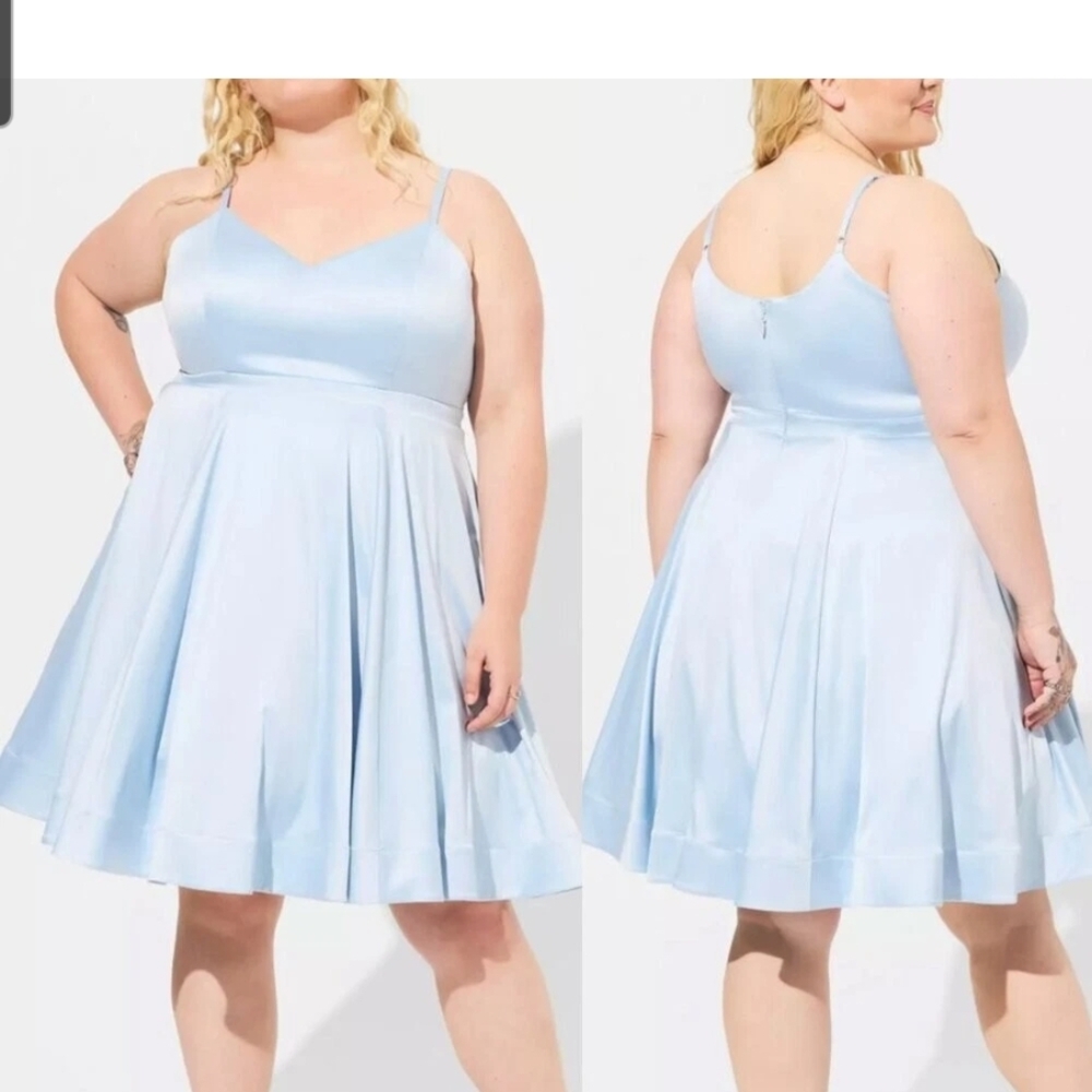 Torrid Blue Pleated A-Line Mini Dress